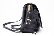 Carica l'immagine nel visualizzatore di Gallery, Borsa a Tracolla in Vera Pelle Blu Made in Italy - Crossbody Artigianale con Patta