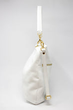 Carica l'immagine nel visualizzatore di Gallery, Borsa a Mano e Spalla in Pelle Martellata Bianca - Hobo Bag Artigianale Made in Italy