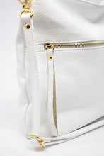 Carica l'immagine nel visualizzatore di Gallery, Borsa a Mano e Spalla in Pelle Martellata Bianca - Hobo Bag Artigianale Made in Italy