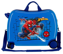 Carica l'immagine nel visualizzatore di Gallery, Trolley Cavalcabile Bagaglio a Mano Rigido Marvel Spiderman Azzurro