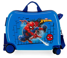 Carica l'immagine nel visualizzatore di Gallery, Trolley Cavalcabile Bagaglio a Mano Rigido Marvel Spiderman Azzurro