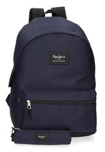 Carica l'immagine nel visualizzatore di Gallery, Zaino Tessuto Pepe Jeans London con Astuccio Porta Penne Blu