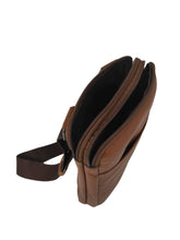 Carica l'immagine nel visualizzatore di Gallery, Borsa A Tracolla In Pelle Doppia Cerniera - Cuoio - Tabahò