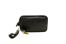 Carica l'immagine nel visualizzatore di Gallery, Pochette Uomo in Vera Pelle Liscia a Doppia Cerniera Nero
