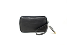 Carica l'immagine nel visualizzatore di Gallery, Pochette Uomo in Vera Pelle Liscia da Polso Piatta con Zip Nero

