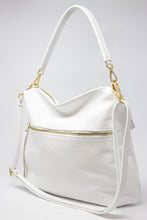 Carica l'immagine nel visualizzatore di Gallery, Borsa a Mano e Spalla in Pelle Martellata Bianca - Hobo Bag Artigianale Made in Italy
