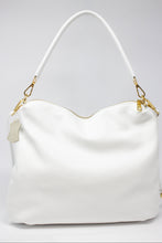 Carica l'immagine nel visualizzatore di Gallery, Borsa a Mano e Spalla in Pelle Martellata Bianca - Hobo Bag Artigianale Made in Italy

