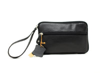 Carica l'immagine nel visualizzatore di Gallery, Pochette Uomo in Vera Pelle Martellata da Polso Piatta con Zip Nero
