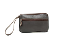 Carica l'immagine nel visualizzatore di Gallery, Pochette Uomo in Vera Pelle Martellata da Polso Piatta con Zip Testa di Moro
