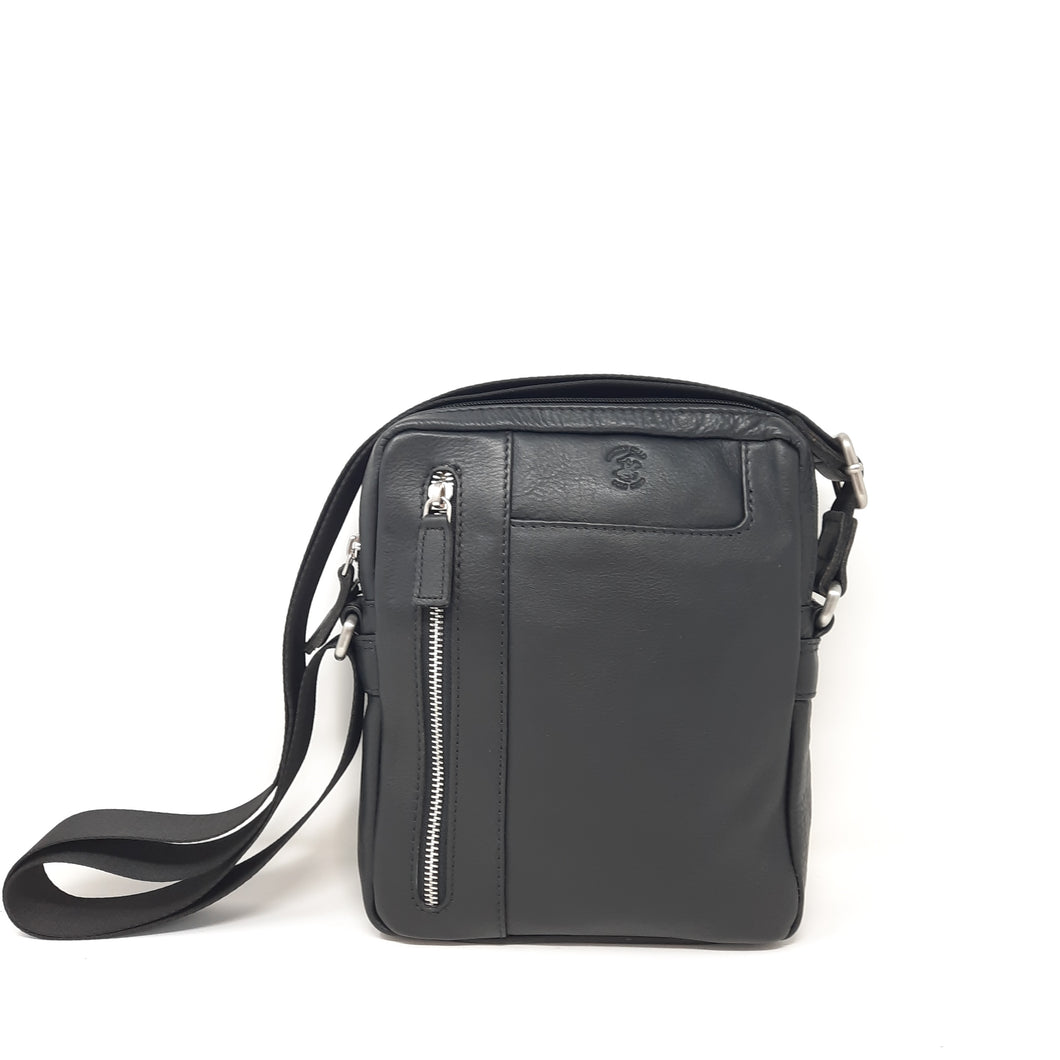 Tracolla Uomo Doppia Cerniera In Pelle Beverly Hills Polo Club Nero (art.632)