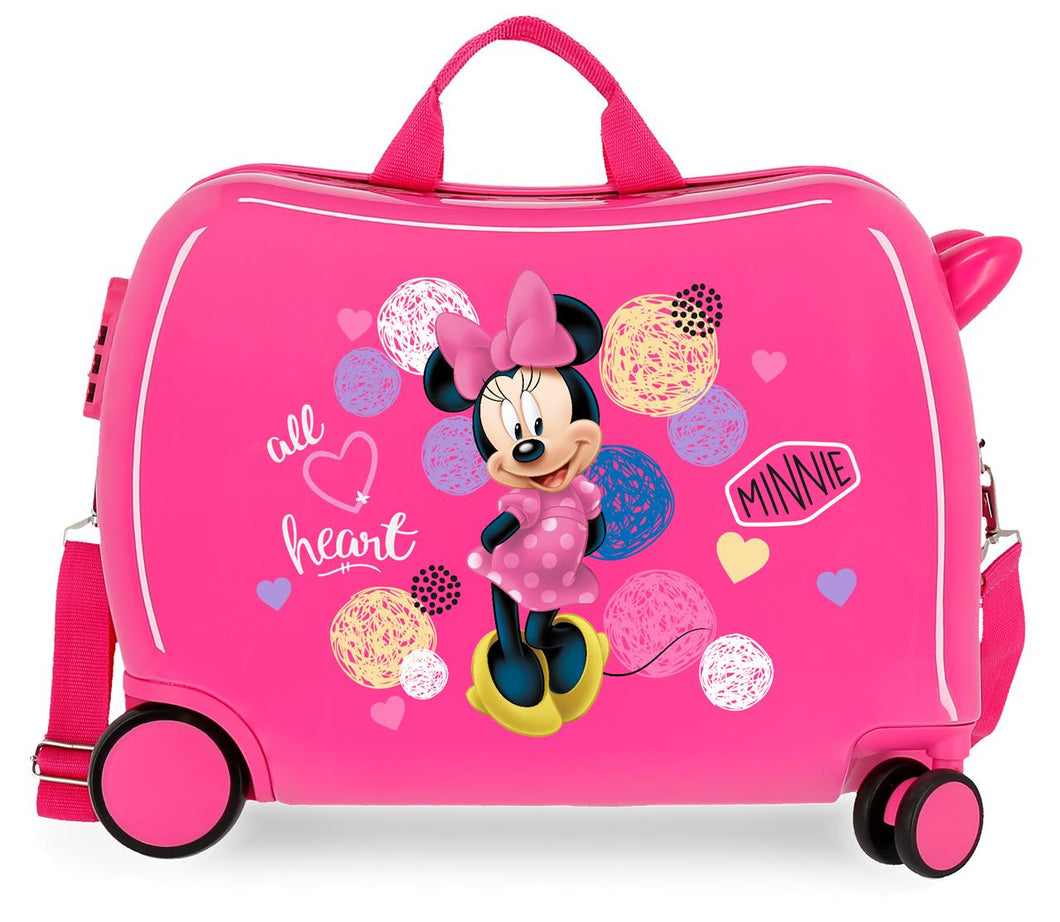 Trolley Cavalcabile Bagaglio a Mano Rigido Disney Minnie Heart