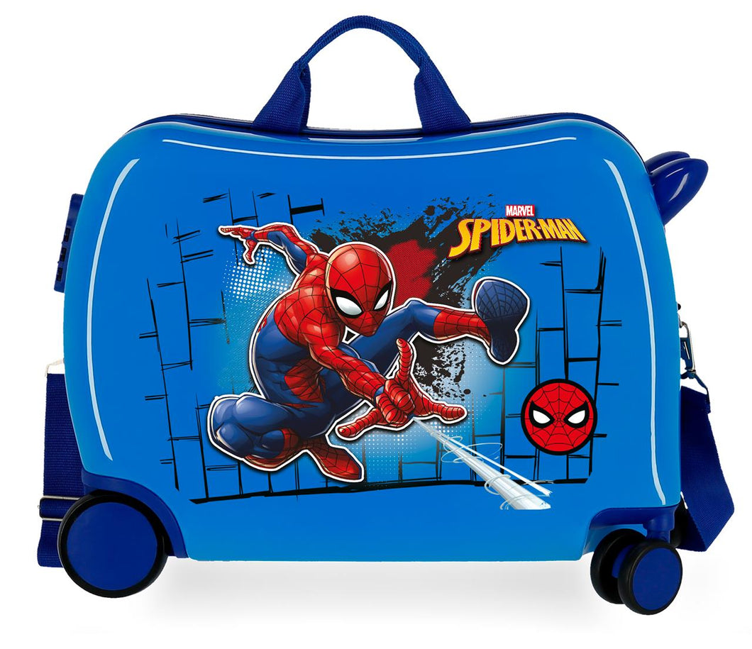 Trolley Cavalcabile Bagaglio a Mano Rigido Marvel Spiderman Azzurro