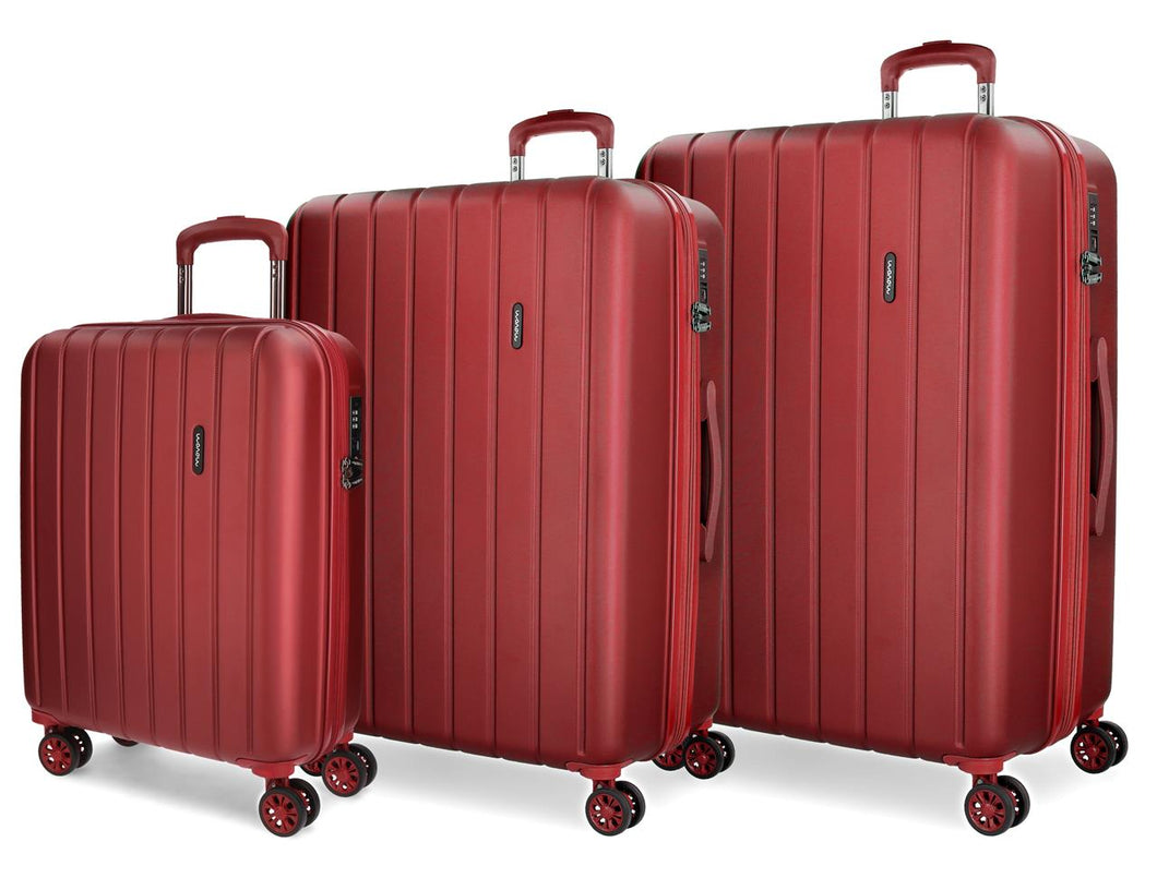 Set Tre Valige Movom in ABS 8 Ruote Linea Wood Bordeaux