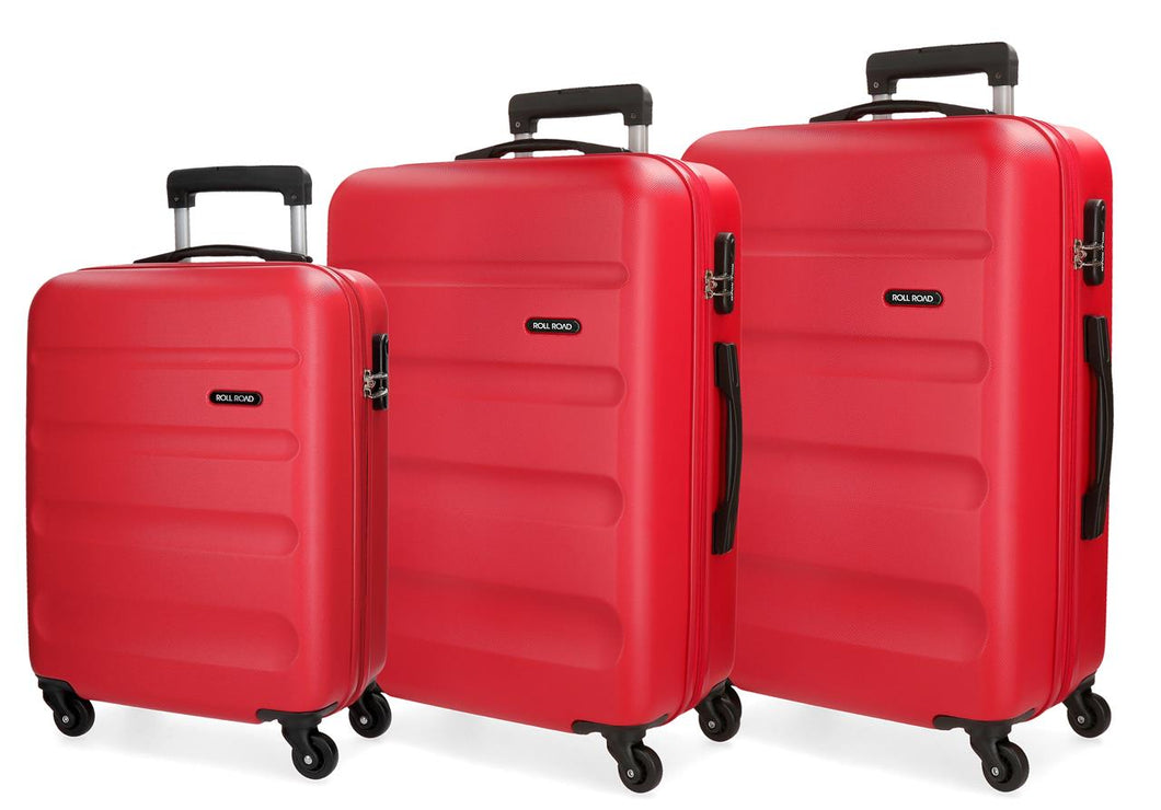 Set Valigie Roll Road  in ABS 4 Ruote Rosso