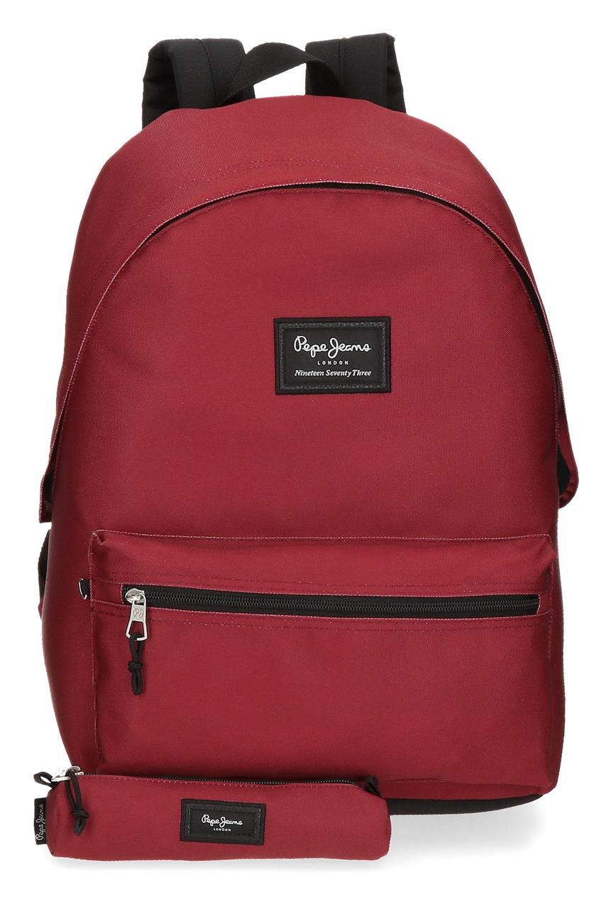 Zaino Tessuto Pepe Jeans London con Astuccio Porta Penne Bordeaux