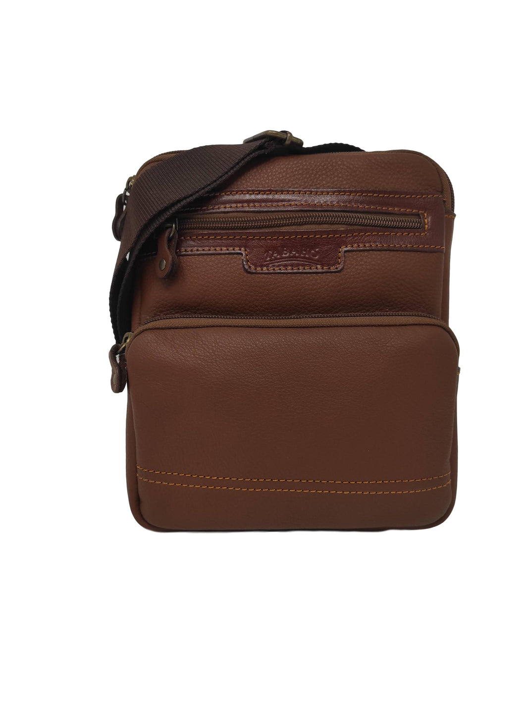 Borsa A Tracolla In Pelle con Tasca Esterna - Cuoio - Tabahò