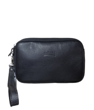 Carica l&#39;immagine nel visualizzatore di Gallery, Pochette Uomo in Pelle Tabahò Doppia Cerniera Nero
